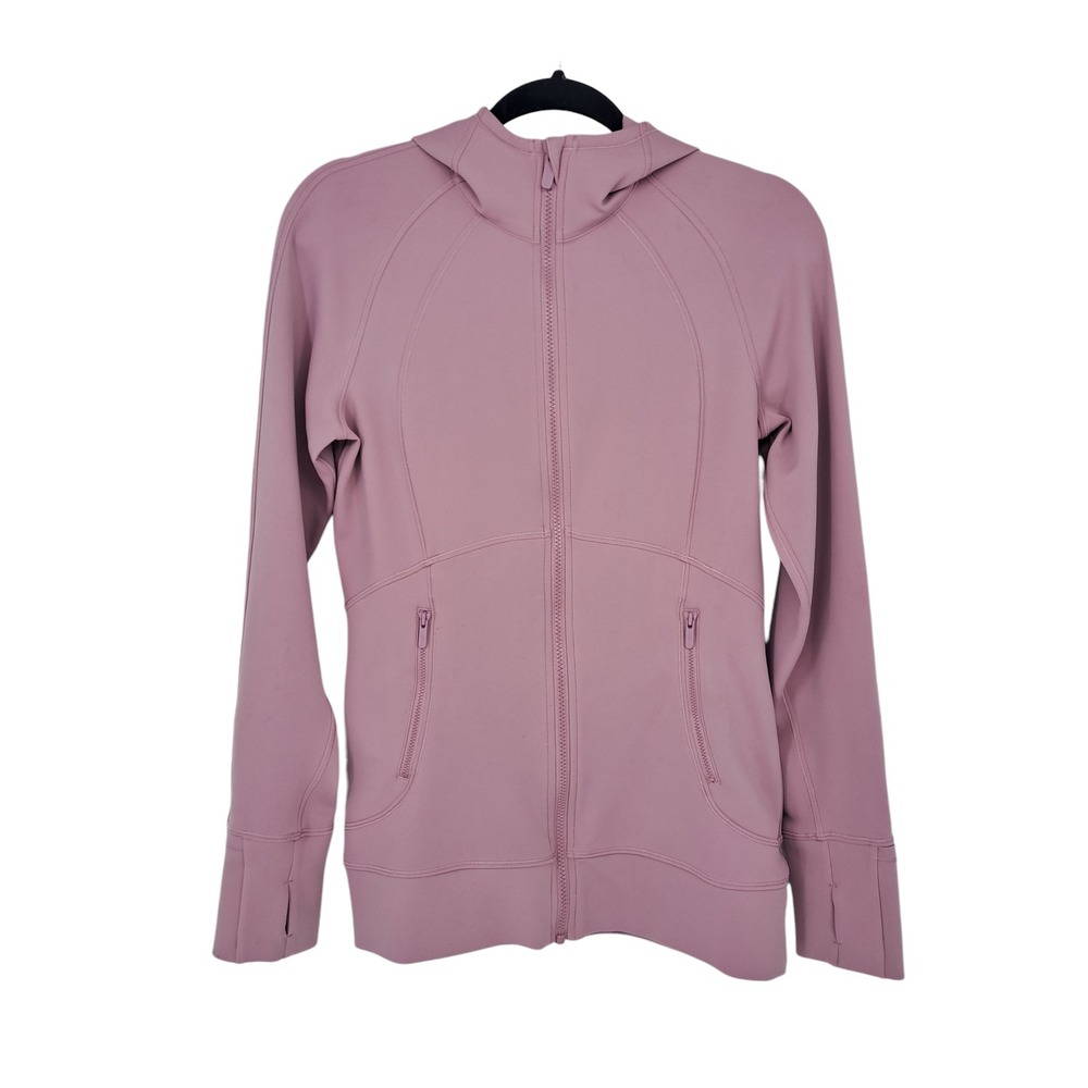 Lululemon Define Hooded Jacket Pink Mauve Size 8 Full Zip Athletic Yoga Hoodie